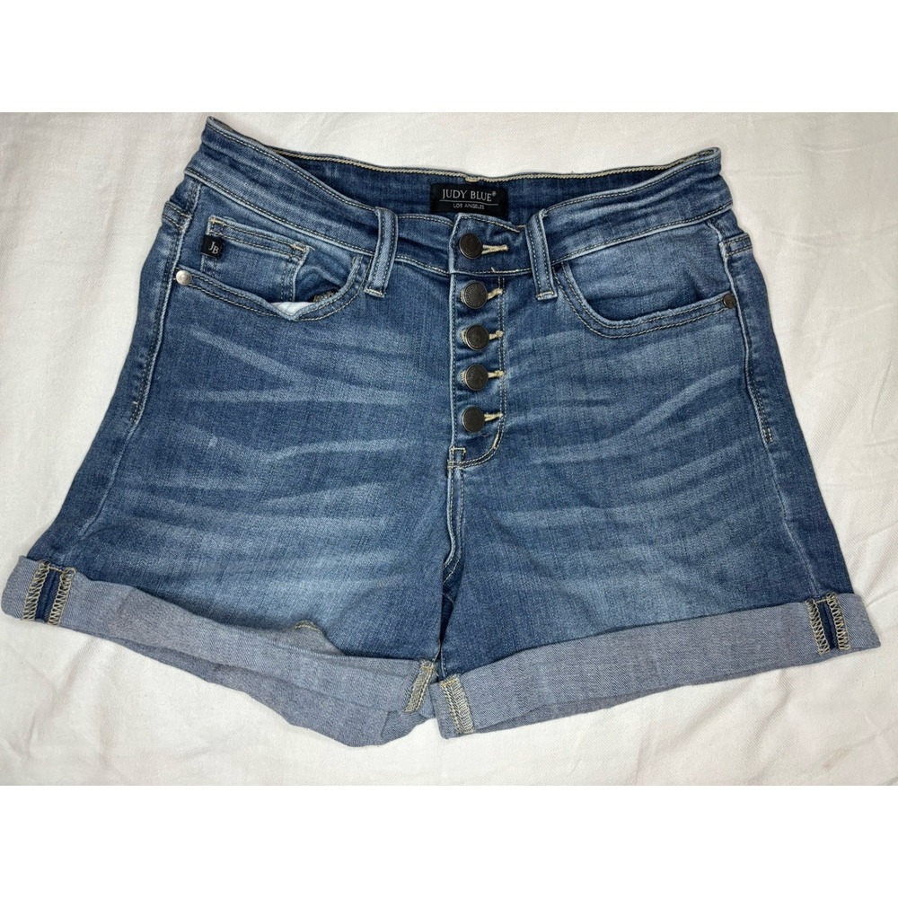 Judy Blue Jean Shorts Women's Size Medium Stretch Button Fly Cuffed